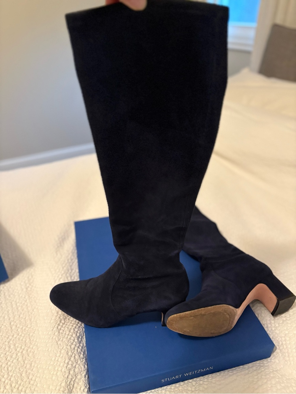 Stuart Weitzman Navy Suede Over-the-Knee Boots Size 7.0
